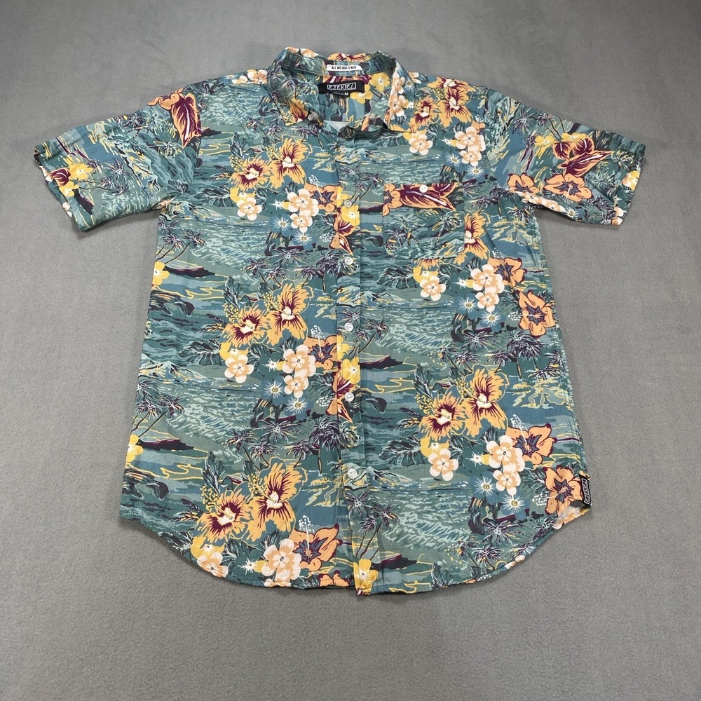 Ezekial Mens Tropical Button Down Shirt Medium Short Sleeve Summer Beachy Surfer